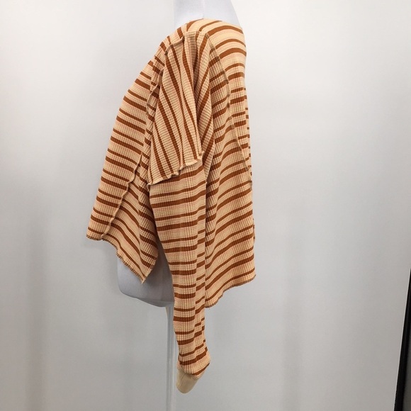 Urban‎ Outfitters Cream Pink Striped Waffle Knit Crop Top Womens Medium Boxy - Picture 4 of 10